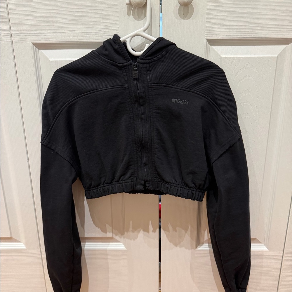 Gymshark Jet Black Zip-Up Cropped Jacket